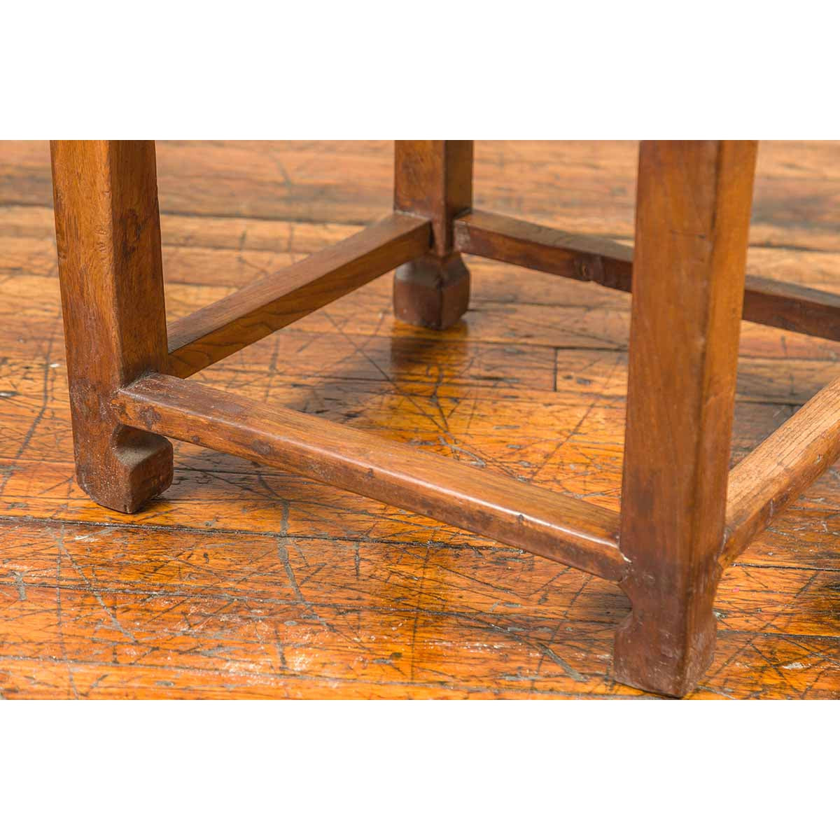 Antique Chinese Ming Style Waisted Stool with Horsehoof Legs and Rattan Inset-7. Asian &amp; Chinese Furniture, Art, Antiques, Vintage Home Décor for sale at FEA Home