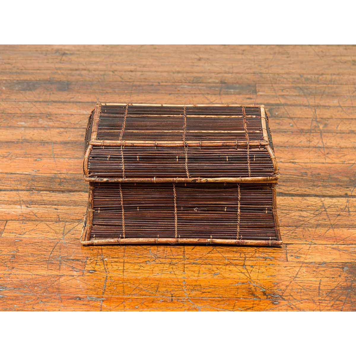 Vintage Banana Leaf Covered and Bamboo Farmer&#39;s Basket from the Philippines-9. Asian &amp; Chinese Furniture, Art, Antiques, Vintage Home Décor for sale at FEA Home