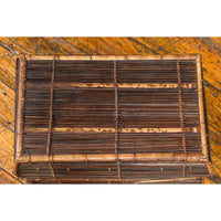 Vintage Banana Leaf Covered and Bamboo Farmer's Basket from the Philippines