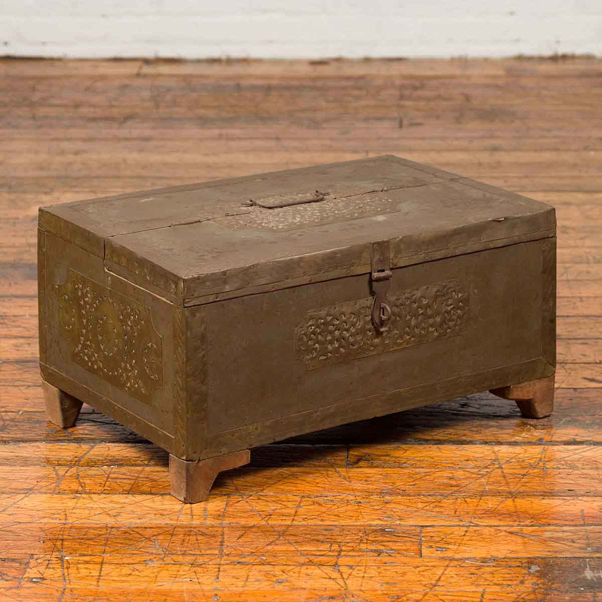 Indian 19th Century Merchant's Chest with Pierced Geometric Decor and Patina-2. Asian & Chinese Furniture, Art, Antiques, Vintage Home Décor for sale at FEA Home