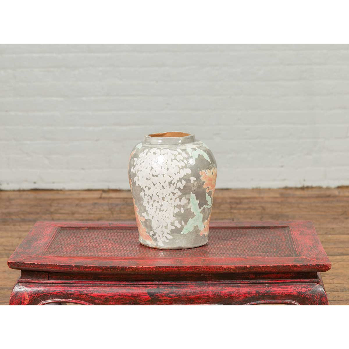 Contemporary American Collection Ceramic Vase with Large Orange Flowers-5. Asian &amp; Chinese Furniture, Art, Antiques, Vintage Home Décor for sale at FEA Home