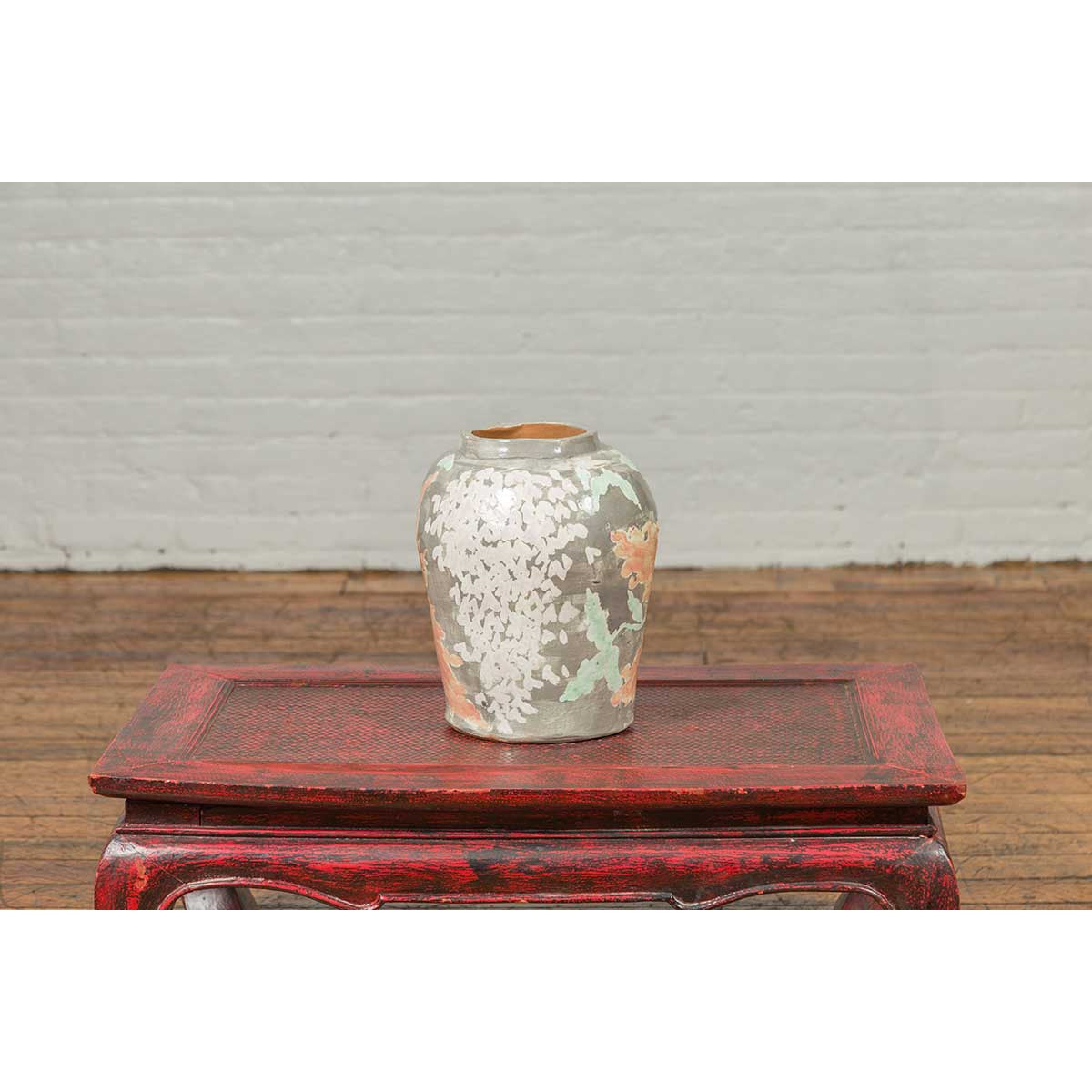Contemporary American Collection Ceramic Vase with Large Orange Flowers-6. Asian &amp; Chinese Furniture, Art, Antiques, Vintage Home Décor for sale at FEA Home