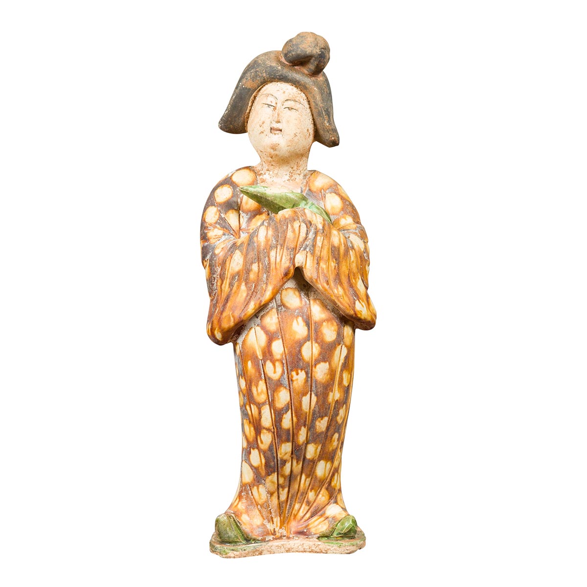 Statue of a Chinese Court Lady Wearing Brown Patterned Kimono and Holding a Baby-1. Asian & Chinese Furniture, Art, Antiques, Vintage Home Décor for sale at FEA Home