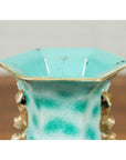 Vintage Chinese Turquoise Vase with Spotted Design and Hexagonal Neck-8. Asian & Chinese Furniture, Art, Antiques, Vintage Home Décor for sale at FEA Home