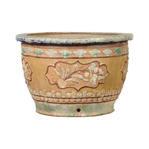 Antique Annamese 19th Century Planter with Floral Decor and Distressed Patina- Asian Antiques, Vintage Home Decor & Chinese Furniture - FEA Home