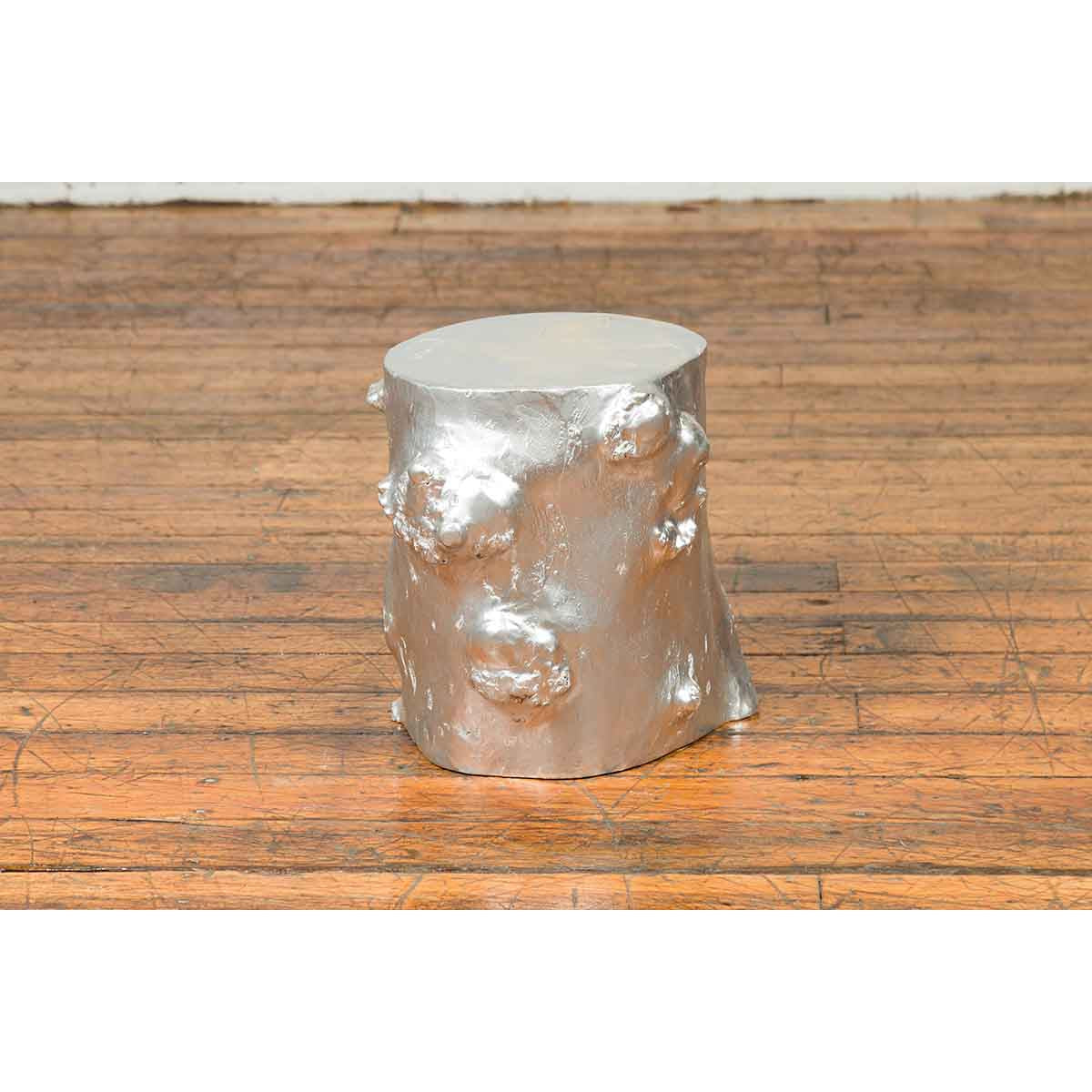 Contemporary Indonesian Silver-Colored Tree Stump Pedestal-8. Asian &amp; Chinese Furniture, Art, Antiques, Vintage Home Décor for sale at FEA Home