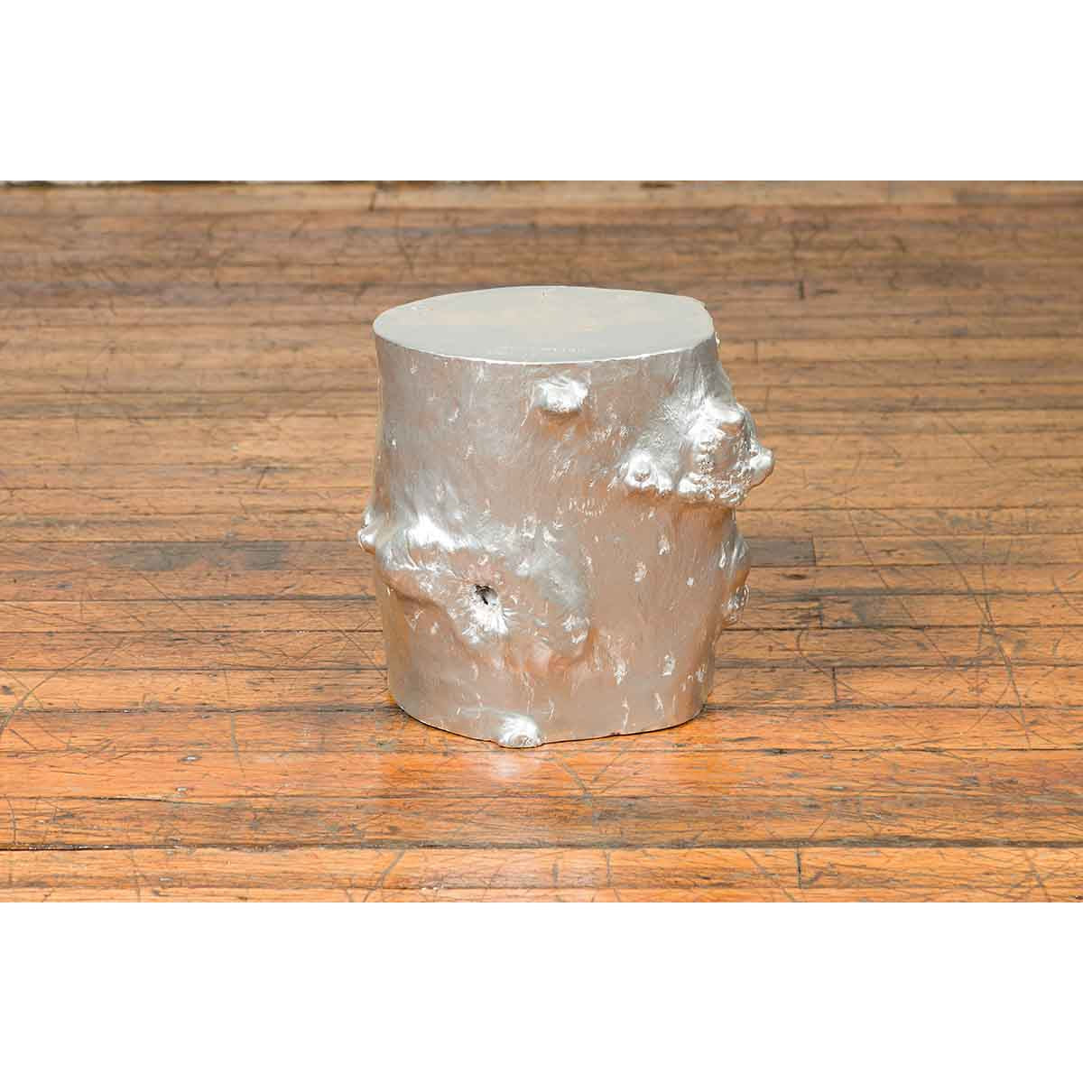 Contemporary Indonesian Silver-Colored Tree Stump Pedestal-9. Asian &amp; Chinese Furniture, Art, Antiques, Vintage Home Décor for sale at FEA Home
