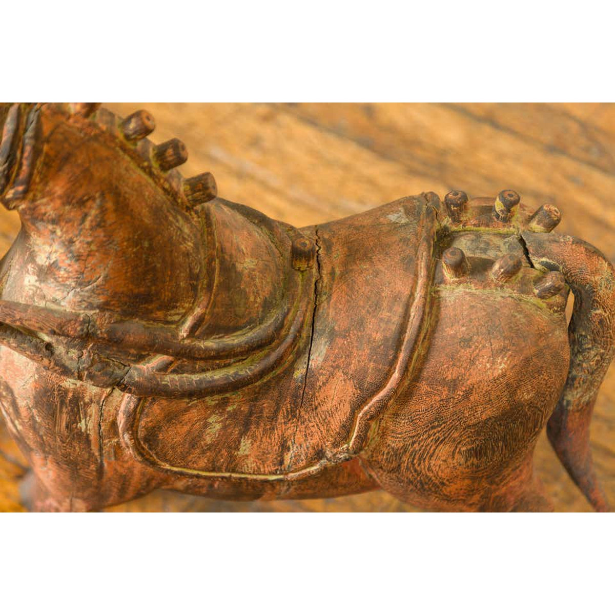 Small Vintage Indian Exterior Rust Colored and Carved Wooden Horse from Madras-7. Asian &amp; Chinese Furniture, Art, Antiques, Vintage Home Décor for sale at FEA Home