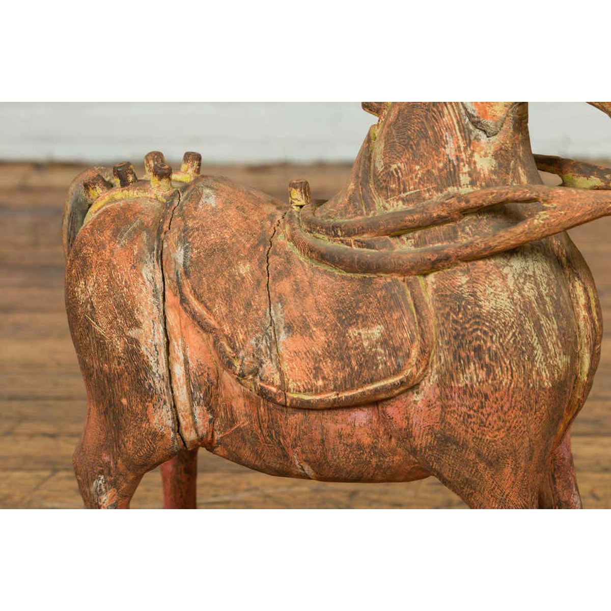 Small Vintage Indian Exterior Rust Colored and Carved Wooden Horse from Madras-6. Asian &amp; Chinese Furniture, Art, Antiques, Vintage Home Décor for sale at FEA Home