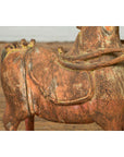 Small Vintage Indian Exterior Rust Colored and Carved Wooden Horse from Madras-6. Asian & Chinese Furniture, Art, Antiques, Vintage Home Décor for sale at FEA Home