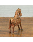 Small Vintage Indian Exterior Rust Colored and Carved Wooden Horse from Madras-11. Asian & Chinese Furniture, Art, Antiques, Vintage Home Décor for sale at FEA Home