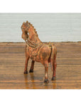 Small Vintage Indian Exterior Rust Colored and Carved Wooden Horse from Madras-12. Asian & Chinese Furniture, Art, Antiques, Vintage Home Décor for sale at FEA Home