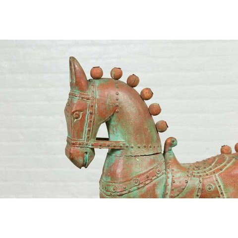 Vintage Indian Antique Wooden Horse On Wheels-YN6801-11. Asian & Chinese Furniture, Art, Antiques, Vintage Home Décor for sale at FEA Home