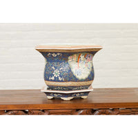 Chinese Hexagonal Planter with Hand Painted Courtyard Scenes Depicting Maidens