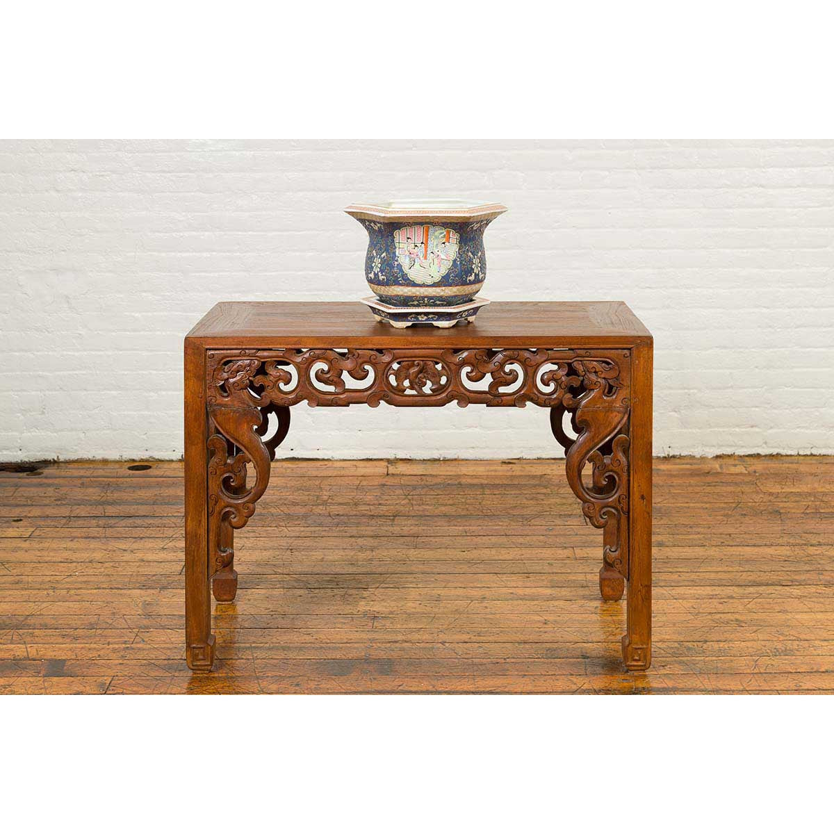 Chinese Hexagonal Planter with Hand Painted Courtyard Scenes Depicting Maidens-4. Asian & Chinese Furniture, Art, Antiques, Vintage Home Décor for sale at FEA Home