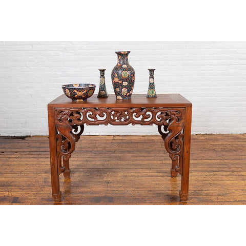Pair of Chinese Hand Painted Candlesticks with Cobalt Blue Ground and Cartouches-YN6817-3. Asian & Chinese Furniture, Art, Antiques, Vintage Home Décor for sale at FEA Home