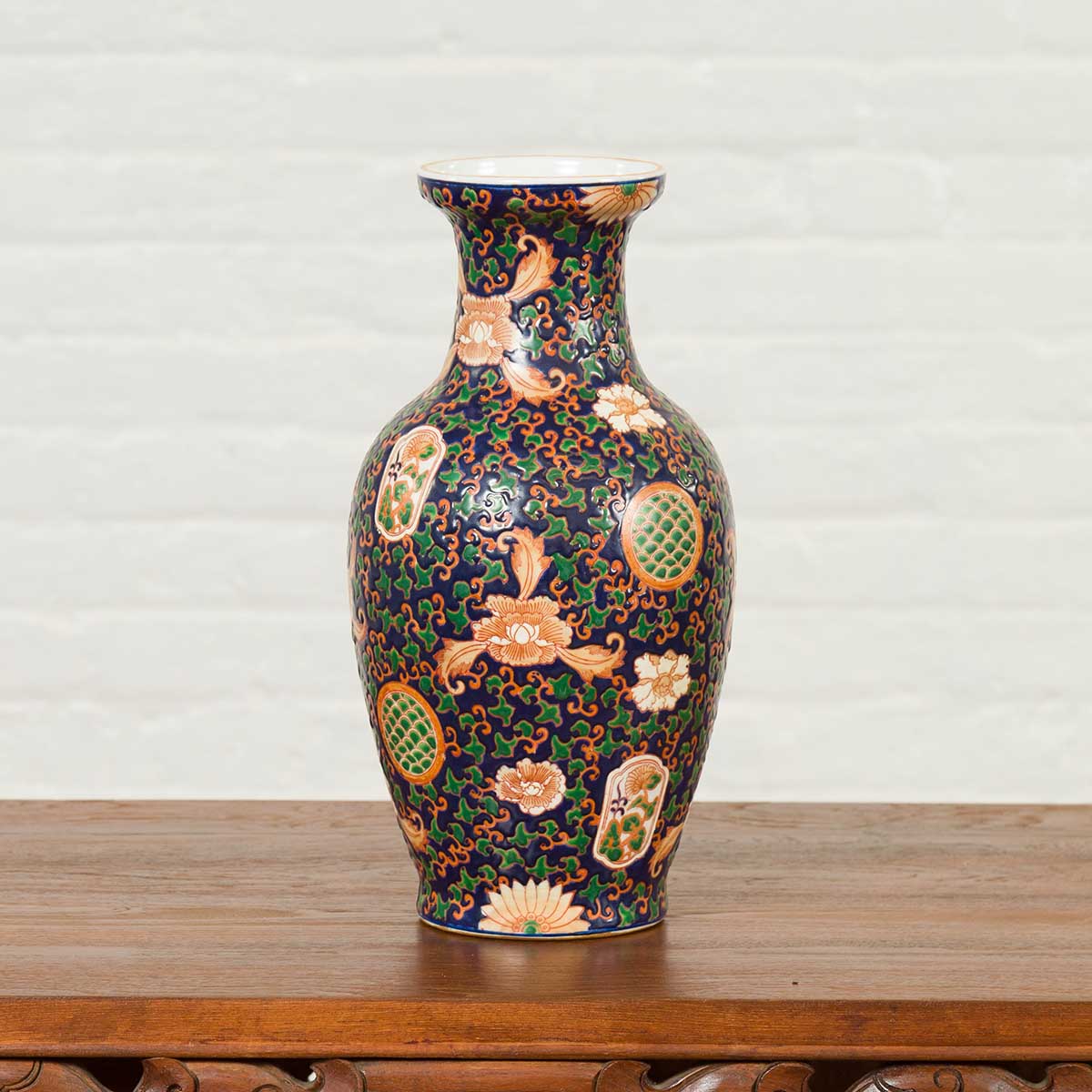 Chinese Contemporary Hand Painted Vase with Floral Decor | FEA Home