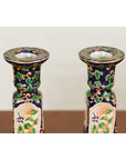 Pair of Chinese Hand Painted Candlesticks with Cobalt Blue Ground and Cartouches-6. Asian & Chinese Furniture, Art, Antiques, Vintage Home Décor for sale at FEA Home