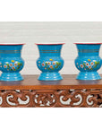 Blue Vases with Painted Floral and Butterfly Decor and Metal from Czechoslovakia-13. Asian & Chinese Furniture, Art, Antiques, Vintage Home Décor for sale at FEA Home