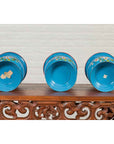 Blue Vases with Painted Floral and Butterfly Decor and Metal from Czechoslovakia-15. Asian & Chinese Furniture, Art, Antiques, Vintage Home Décor for sale at FEA Home
