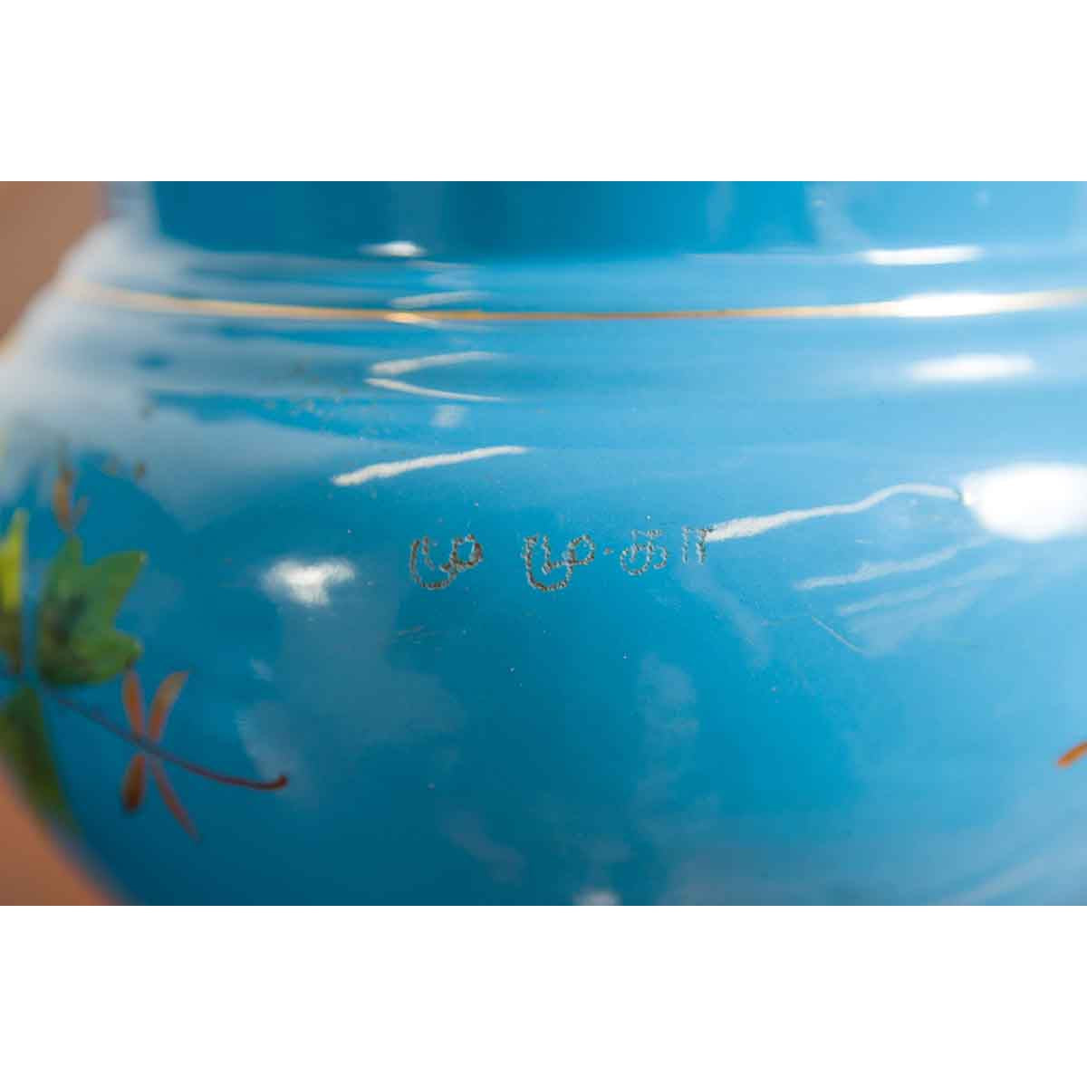 Blue Vases with Painted Floral and Butterfly Decor and Metal from Czechoslovakia-17. Asian &amp; Chinese Furniture, Art, Antiques, Vintage Home Décor for sale at FEA Home