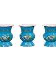 Blue Vases with Painted Floral and Butterfly Decor and Metal from Czechoslovakia-1. Asian & Chinese Furniture, Art, Antiques, Vintage Home Décor for sale at FEA Home