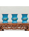 Blue Vases with Painted Floral and Butterfly Decor and Metal from Czechoslovakia-4. Asian & Chinese Furniture, Art, Antiques, Vintage Home Décor for sale at FEA Home