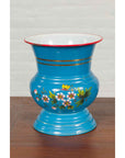 Blue Vases with Painted Floral and Butterfly Decor and Metal from Czechoslovakia-5. Asian & Chinese Furniture, Art, Antiques, Vintage Home Décor for sale at FEA Home
