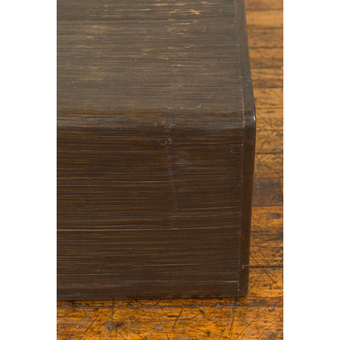 Burmese Contemporary Waterfall Side Table with Opium Mat Top and Horsehoof Feet-YN6827-6. Asian & Chinese Furniture, Art, Antiques, Vintage Home Décor for sale at FEA Home