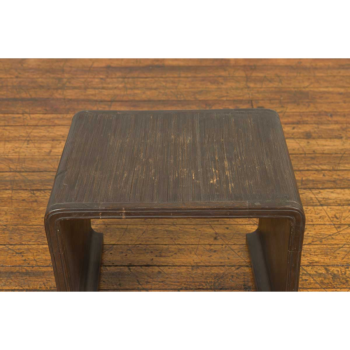 Burmese Contemporary Waterfall Side Table with Opium Mat Top and Horsehoof Feet-10. Asian &amp; Chinese Furniture, Art, Antiques, Vintage Home Décor for sale at FEA Home