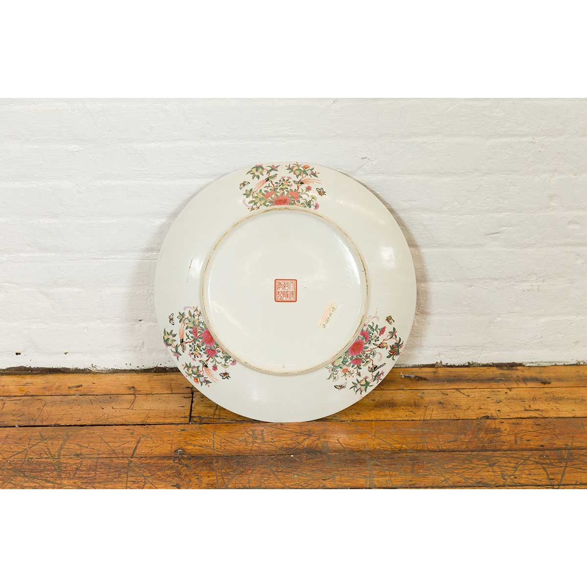 Large Chinese Rose Medallion Hand Painted Porcelain Platter with Court Scenes-15. Asian &amp; Chinese Furniture, Art, Antiques, Vintage Home Décor for sale at FEA Home