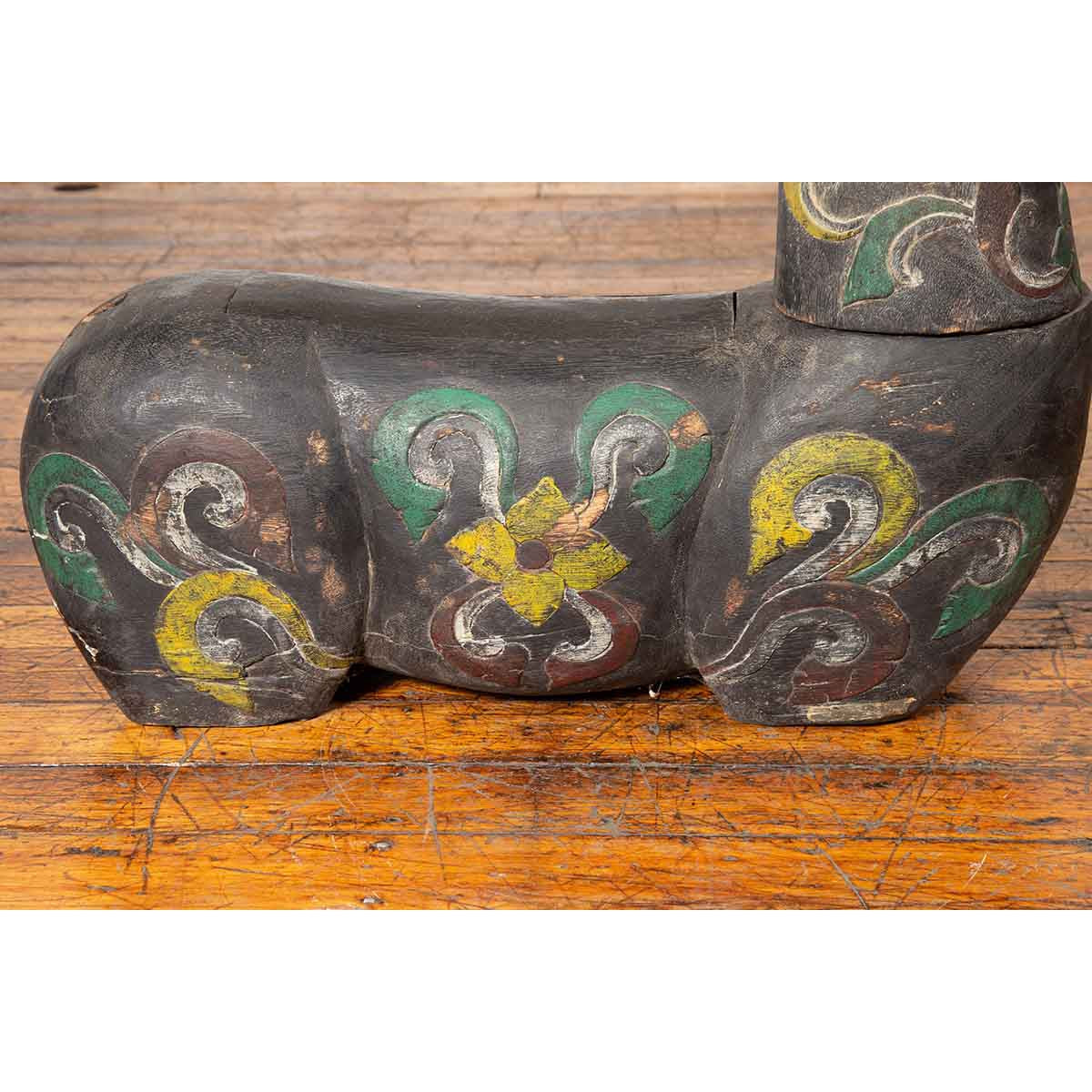 Antique Northern Thai Chiang Mai Carved and Polychrome Mythical Guardian Animal-5. Asian &amp; Chinese Furniture, Art, Antiques, Vintage Home Décor for sale at FEA Home