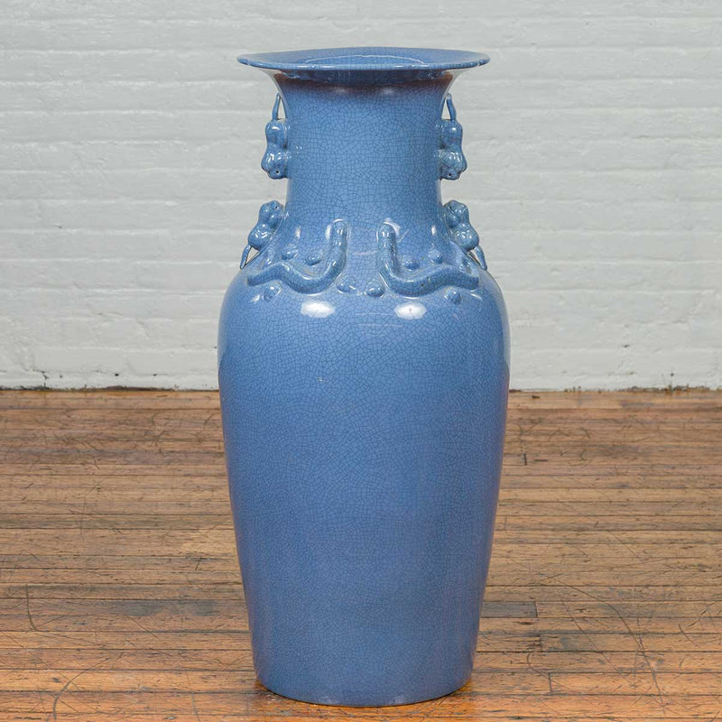 Chinese Contemporary Ceremonial Altar Vase with Crackled Blue Patina-YN6835-2. Asian & Chinese Furniture, Art, Antiques, Vintage Home Décor for sale at FEA Home