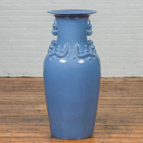 Chinese Contemporary Ceremonial Altar Vase with Crackled Blue Patina-YN6835-2. Asian & Chinese Furniture, Art, Antiques, Vintage Home Décor for sale at FEA Home