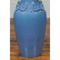 Chinese Contemporary Ceremonial Altar Vase with Crackled Blue Patina