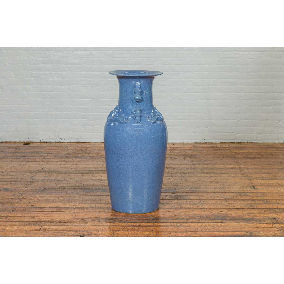 Chinese Contemporary Ceremonial Altar Vase with Crackled Blue Patina-4. Asian &amp; Chinese Furniture, Art, Antiques, Vintage Home Décor for sale at FEA Home