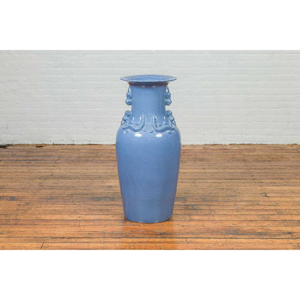 Chinese Contemporary Ceremonial Altar Vase with Crackled Blue Patina-10. Asian &amp; Chinese Furniture, Art, Antiques, Vintage Home Décor for sale at FEA Home
