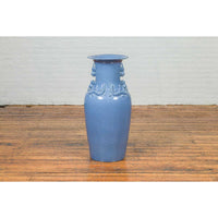 Chinese Contemporary Ceremonial Altar Vase with Crackled Blue Patina