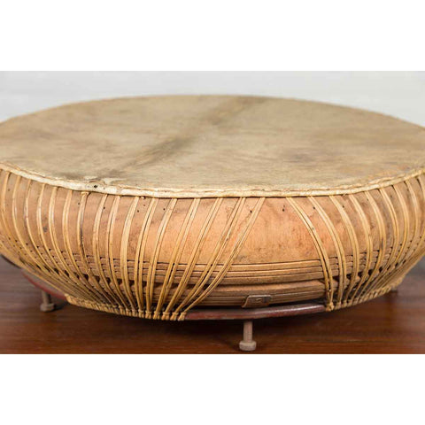 Chinese Qing Dynasty Period 19th Century Leather Drum with Its Wooden Mallet-YN6842-4. Asian & Chinese Furniture, Art, Antiques, Vintage Home Décor for sale at FEA Home