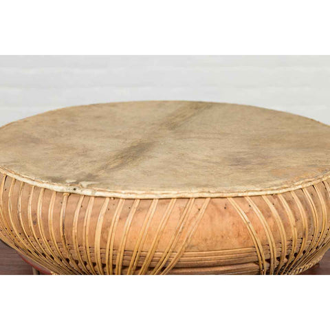 Chinese Qing Dynasty Period 19th Century Leather Drum with Its Wooden Mallet-YN6842-5. Asian & Chinese Furniture, Art, Antiques, Vintage Home Décor for sale at FEA Home