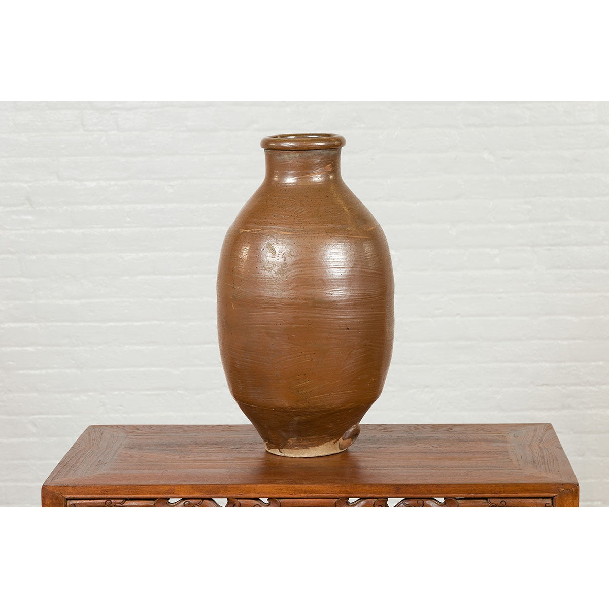 Japanese Meiji Period 19th century Water Jar with Brown Monochrome Patina-13. Asian &amp; Chinese Furniture, Art, Antiques, Vintage Home Décor for sale at FEA Home