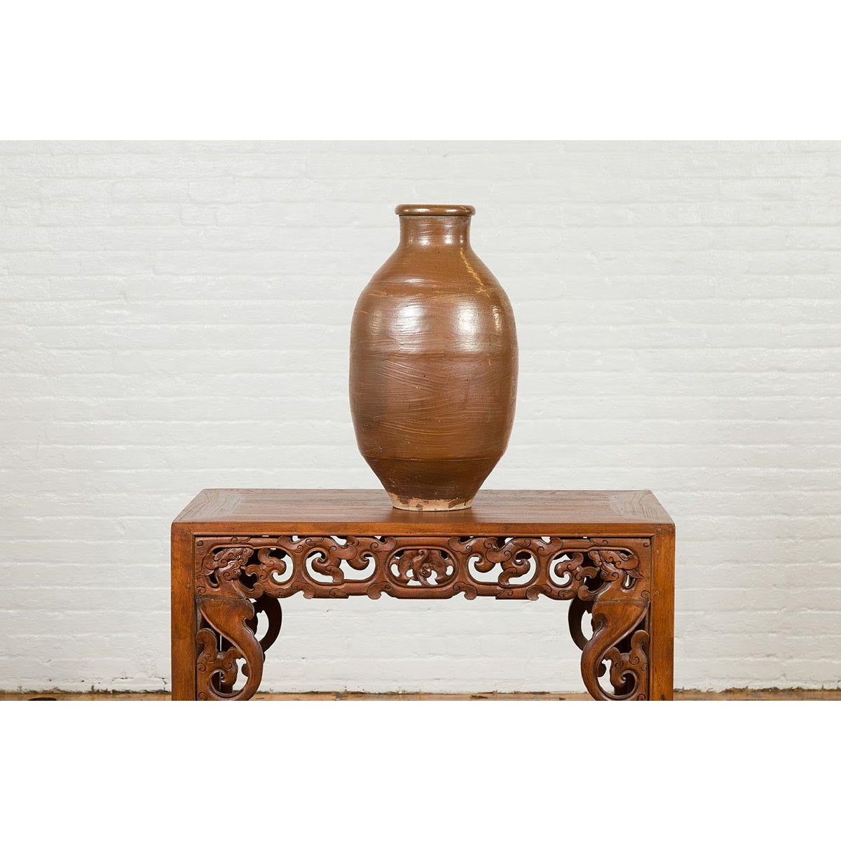 Japanese Meiji Period 19th century Water Jar with Brown Monochrome Patina-4. Asian &amp; Chinese Furniture, Art, Antiques, Vintage Home Décor for sale at FEA Home
