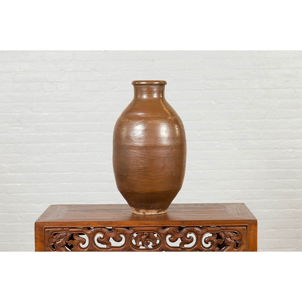 Japanese Meiji Period 19th century Water Jar with Brown Monochrome Patina-6. Asian &amp; Chinese Furniture, Art, Antiques, Vintage Home Décor for sale at FEA Home
