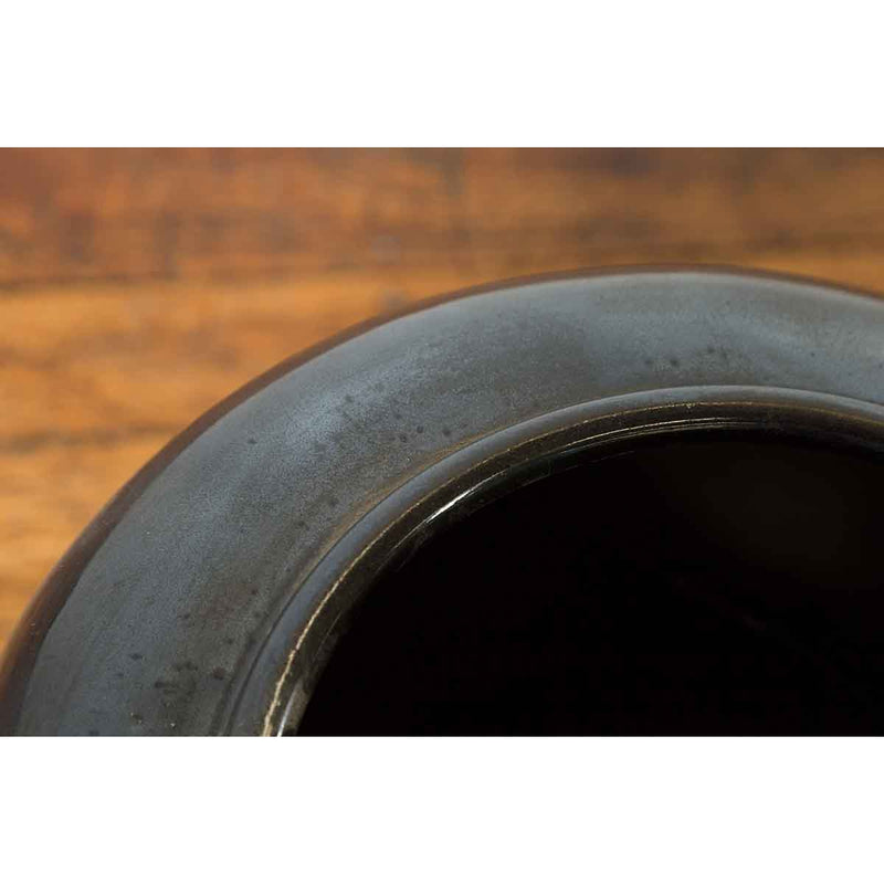 Large Thai Exterior Flower Vase with Black Patina, Rope and Newspaper Motifs-YN6849-9. Asian & Chinese Furniture, Art, Antiques, Vintage Home Décor for sale at FEA Home