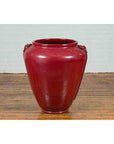 Contemporary Thai Oversized Oxblood Water Jar from Chiang Mai with Rope Design-8. Asian & Chinese Furniture, Art, Antiques, Vintage Home Décor for sale at FEA Home