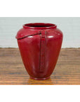 Contemporary Thai Oversized Oxblood Water Jar from Chiang Mai with Rope Design-9. Asian & Chinese Furniture, Art, Antiques, Vintage Home Décor for sale at FEA Home