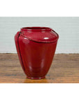 Contemporary Thai Oversized Oxblood Water Jar from Chiang Mai with Rope Design-6. Asian & Chinese Furniture, Art, Antiques, Vintage Home Décor for sale at FEA Home
