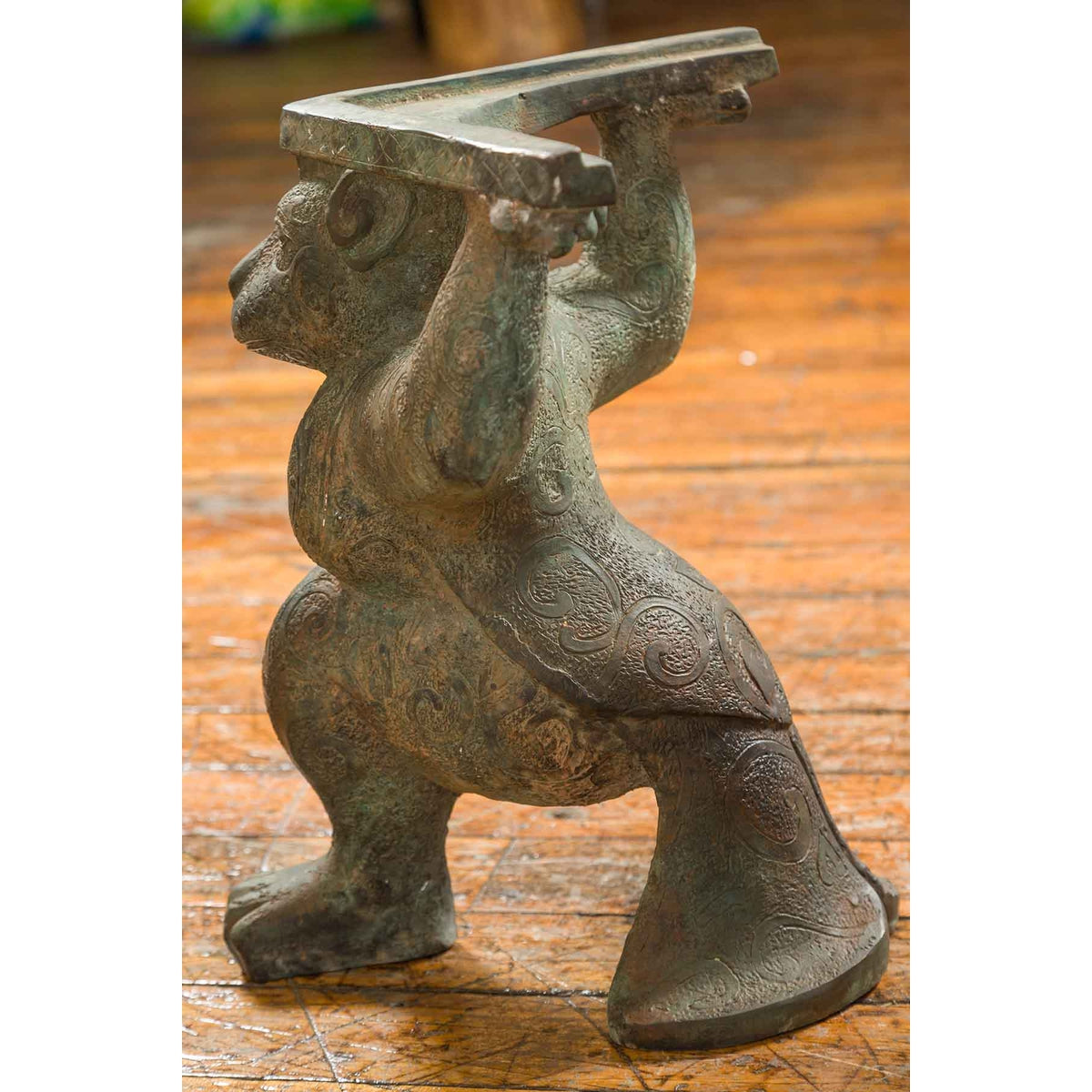 Vintage Bronze Double Monkey Coffee Table Base with Verde Patina-11. Asian &amp; Chinese Furniture, Art, Antiques, Vintage Home Décor for sale at FEA Home