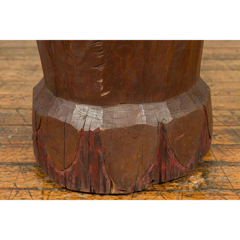 Antique Japanese Wooden Planter with Rustic Appearance and Red Patina-YN6868-7. Asian & Chinese Furniture, Art, Antiques, Vintage Home Décor for sale at FEA Home