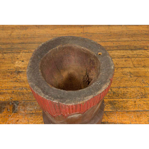 Antique Japanese Wooden Planter with Rustic Appearance and Red Patina-YN6868-8. Asian & Chinese Furniture, Art, Antiques, Vintage Home Décor for sale at FEA Home